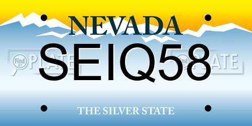 SEIQ58 Nevada License Plate