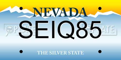SEIQ85 Nevada License Plate