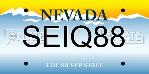 SEIQ88 Nevada License Plate