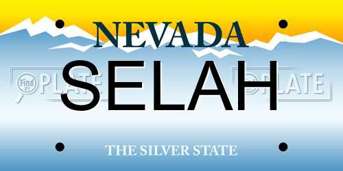 SELAH Nevada License Plate