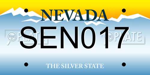 SEN017 Nevada License Plate