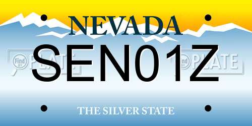 SEN01Z Nevada License Plate