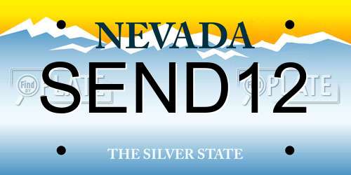 SEND12 Nevada License Plate