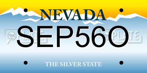 SEP56O Nevada License Plate