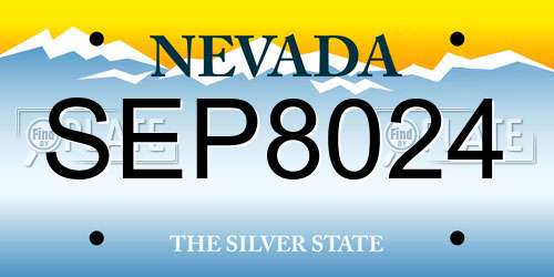 SEP8024 Nevada License Plate