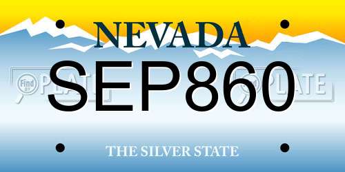 SEP860 Nevada License Plate