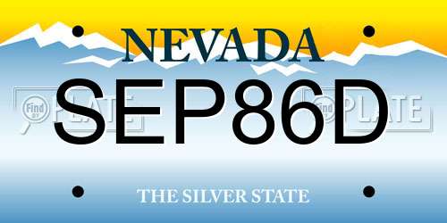 SEP86D Nevada License Plate