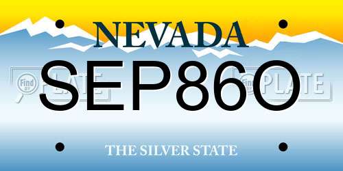 SEP86O Nevada License Plate