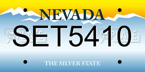 SET5410 Nevada License Plate