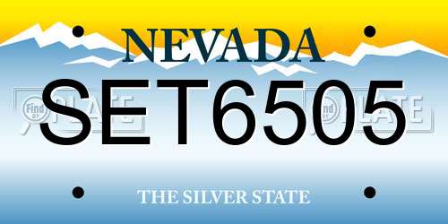 SET6505 Nevada License Plate