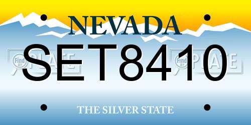 SET8410 Nevada License Plate