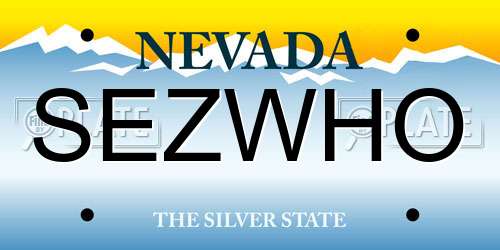 SEZWHO Nevada License Plate