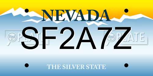 SF2A7Z Nevada License Plate