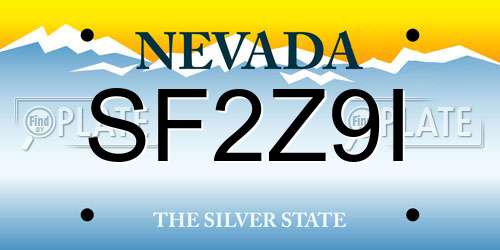 SF2Z9I Nevada License Plate