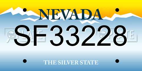 SF33228 Nevada License Plate