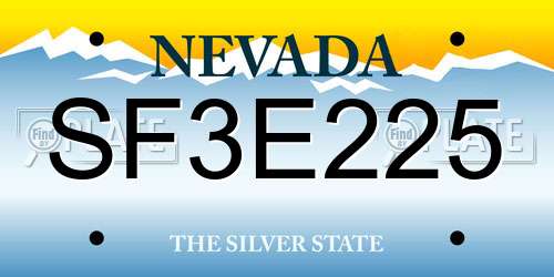 SF3E225 Nevada License Plate