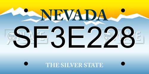SF3E228 Nevada License Plate