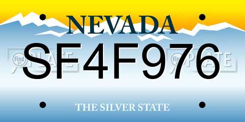 SF4F976 Nevada License Plate