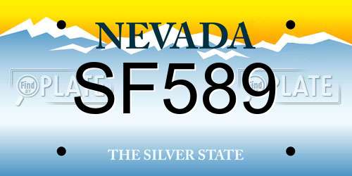 SF589 Nevada License Plate