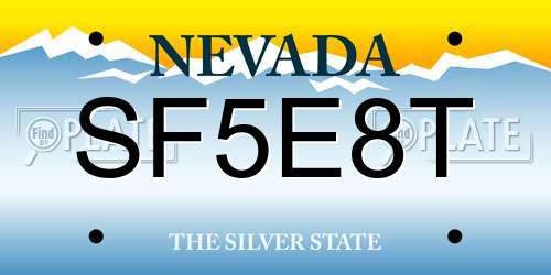 SF5E8T Nevada License Plate