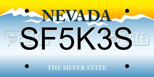 SF5K3S Nevada License Plate