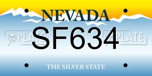 SF634 Nevada License Plate