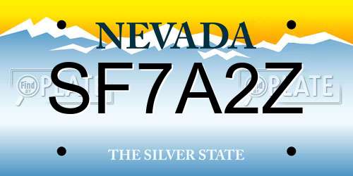 SF7A2Z Nevada License Plate