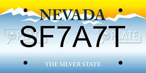 SF7A7T Nevada License Plate