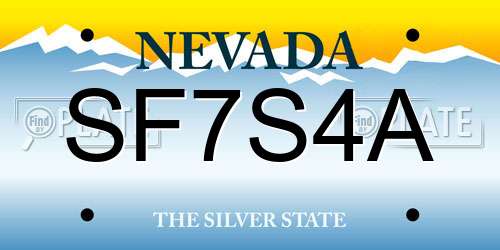 SF7S4A Nevada License Plate