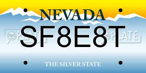 SF8E8T Nevada License Plate