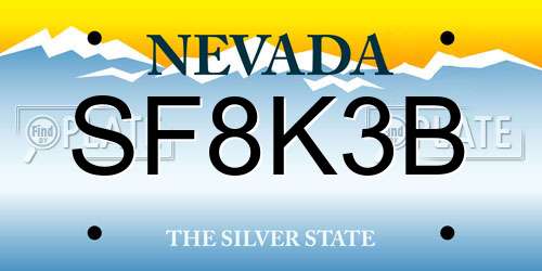 SF8K3B Nevada License Plate