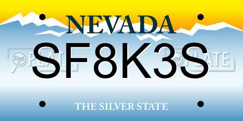 SF8K3S Nevada License Plate