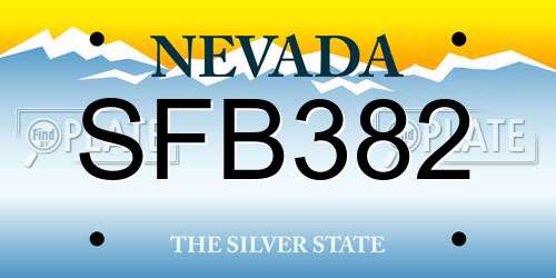SFB382 Nevada License Plate