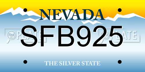 SFB925 Nevada License Plate