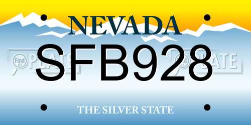 SFB928 Nevada License Plate