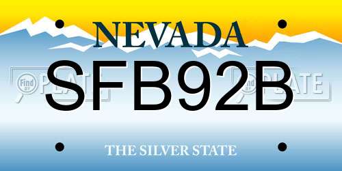 SFB92B Nevada License Plate