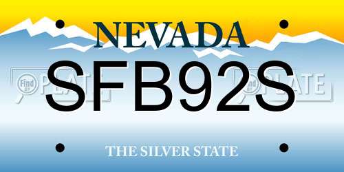 SFB92S Nevada License Plate