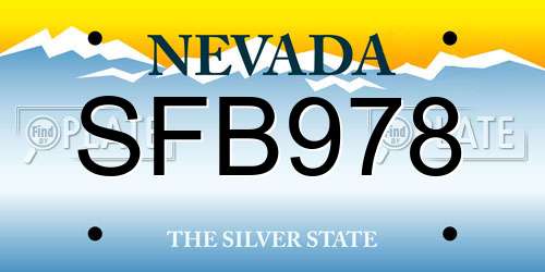 SFB978 Nevada License Plate