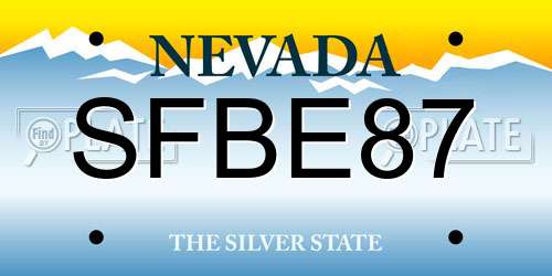 SFBE87 Nevada License Plate