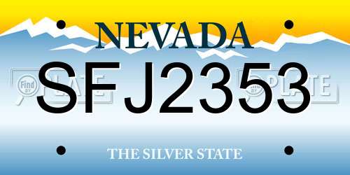 SFJ2353 Nevada License Plate