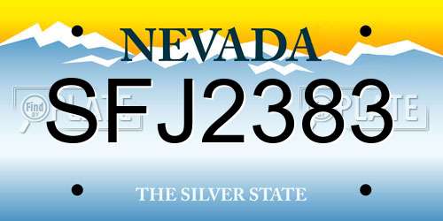 SFJ2383 Nevada License Plate