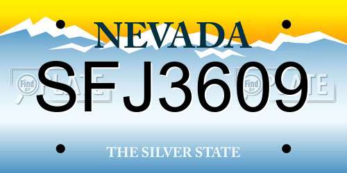 SFJ3609 Nevada License Plate