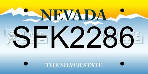 SFK2286 Nevada License Plate
