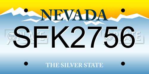 SFK2756 Nevada License Plate
