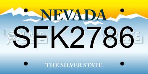 SFK2786 Nevada License Plate