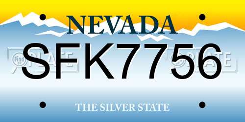 SFK7756 Nevada License Plate