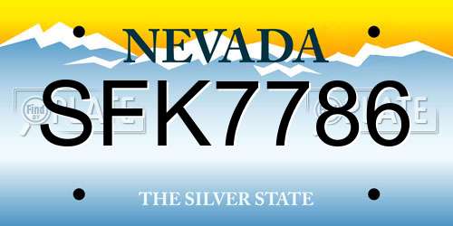 SFK7786 Nevada License Plate