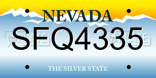 SFQ4335 Nevada License Plate