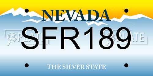 SFR189 Nevada License Plate