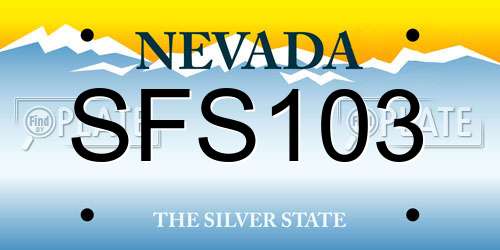 SFS103 Nevada License Plate